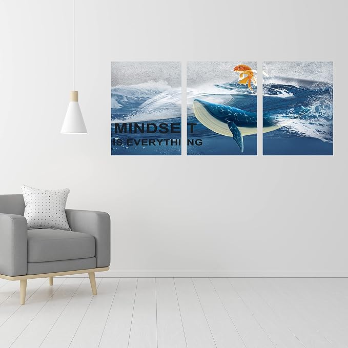 Inspirational Canvas Paintings 3 Panels Motivational Wall Art Inspirational Wall Art Entrepreneur Quotes Artwork Painting Picture for Framed Office Home Decoration Living Room Bedroom 60" W x 28" H