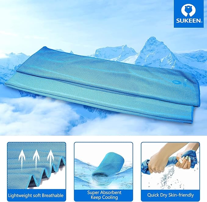 Sukeen Cooling Towels 6 Pack (40"x12") for Neck and Face, Cooling Neck Wraps, Ice Towel for Hot Weather, Soft Breathable Chilly Gym Towels for Work Out, Yoga, Running, Camping & More Activities