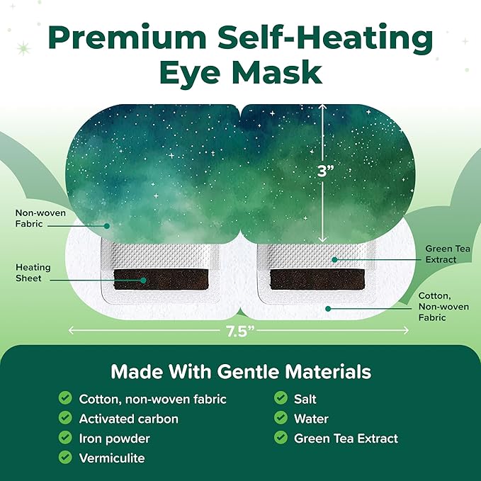 Heated Eye Mask For Dry Eyes - 16pcs Self Heating Steam Eye Mask - Warm Compress For Eyes - Warming & Ready To Use For Sleep & Relaxation - On-The-Go Warm Eye Compress For Dry Eyes Travel Essentials