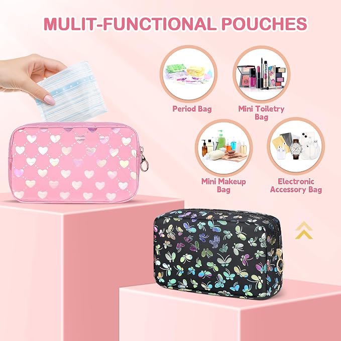 Likesing Tampon Holder for Purse, PU Period Bag Sanitary Napkin Storage Bag for Girls Womens, Portable Feminine Emergency Pad Tampon Period Pouch Sanitary Bags(Butterfly Black)