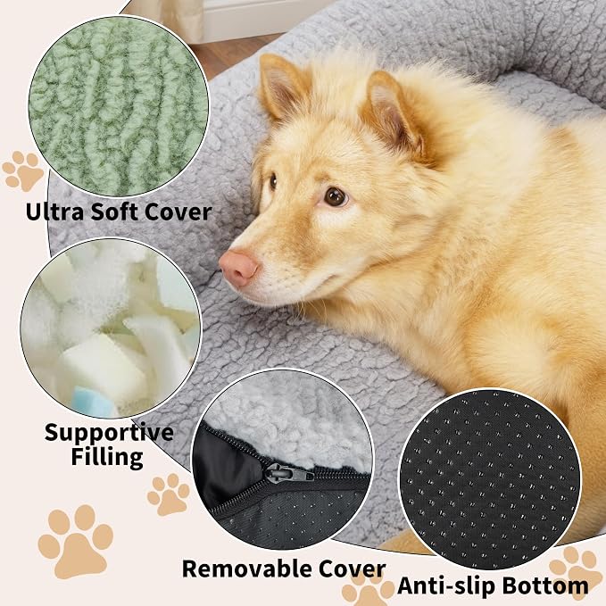 Cat Couch Bed - Plush Fluffy Cat Sofa for Indoor Cats, Orthopedic Kitten Lounge Chair with Removable Washable Cover, Supportive Pet Couch, 30 inch, Green