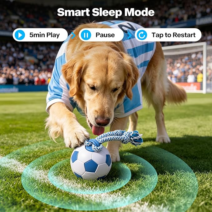 Pet Prime Interactive Dog Ball Toy with Rope,Rechargeable Automatic Rolling Ball with Motion Activated,3 Play Modes for Medium/Large Dogs, Self-Moving Toy to Keep Pets Busy and Entertained