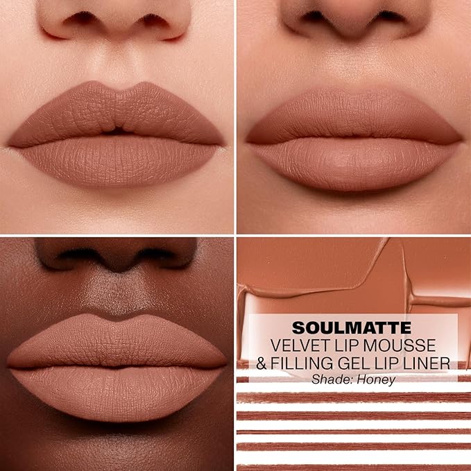 MORPHE Soulmatte Gel Lip Liner - Creamy Lip Pencil with a Matte Formula - Precision Contour Pencil with Sweet Almond & Tea Seed Oil for Long-Lasting Definition - Honey (0.007 oz) (Pack of 2)