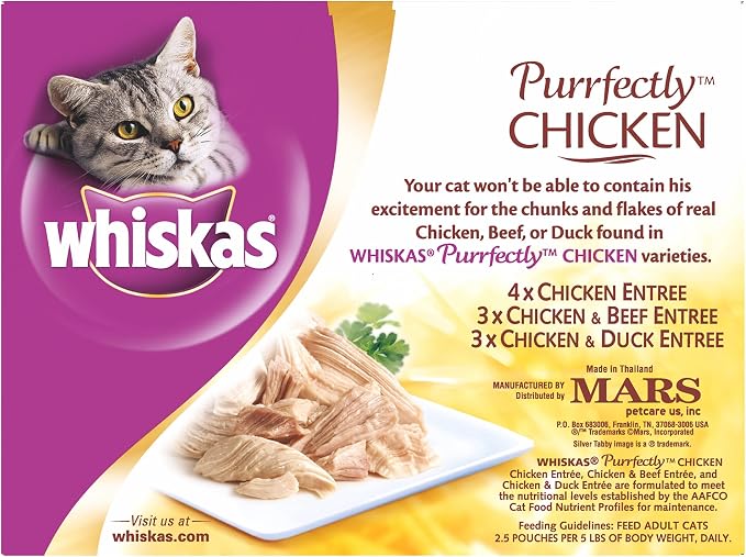 Whiskas Purrfectly Chicken Variety Pack Wet Cat Food 3 Ounces,40 Count (Pack of 2)