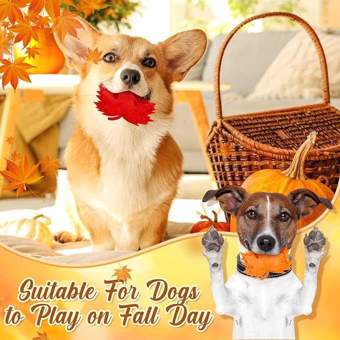 Civaner 12 Pcs Stuffed Dog Toy Squeaky Plush for Small Breed, Maple Leaves