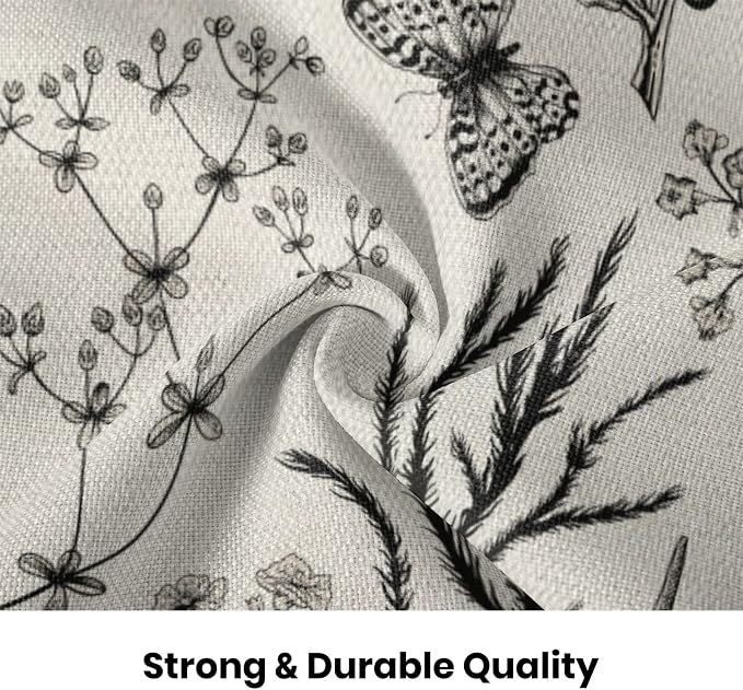 AEIOAE Spring Pillow Covers 18x18 Inch Set of 2,Black Gray Wild Flower Plant Throw Pillows Case,Seasonal Floral Outdoor Decorative Square Linen Farmhouse Decor Cushion Covers for Home Sofa Bed Couch