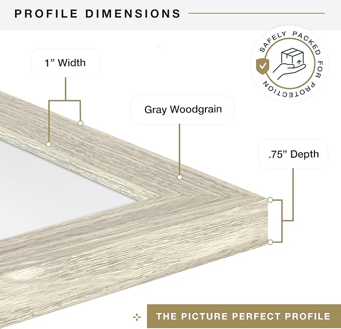MCS Studio Gallery 19.75x27.5 Poster Frame Grey Woodgrain Engineered Wood, Vertical & Horizontal Wall Hanging Large Picture Frame for Photos, Posters & Art Prints (1-Pack)