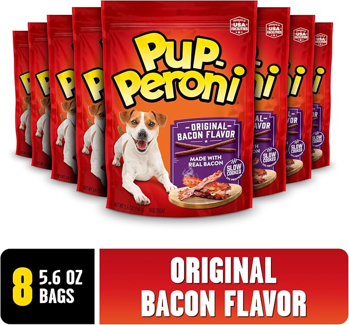 Pup-Peroni Original Bacon Flavor Dog Treats, 5.6 Oz. Bag, (Pack of 8)