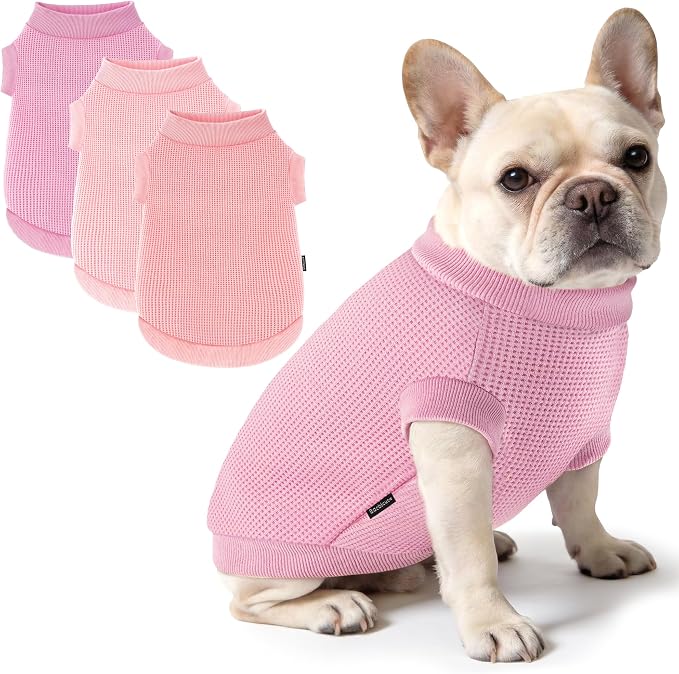 3 Pack Dog Shirt for Small Supplies Functional Waffle Dog Clothes Warm Soft Sweatshirt Outfit for Dogs Cats Pet Apparel