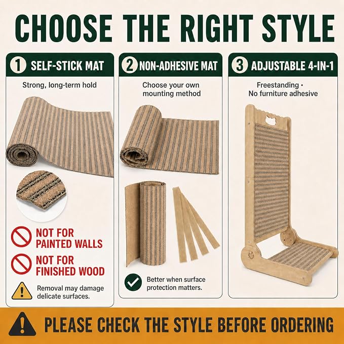 Natural Cork Cat Scratcher Mat, Self-Stick & Trimmable Furniture Protector for Couch, Door, Wall & Bed Corner, Claw-Friendly for Indoor Cats (Cherry Red, 39.4 x 11.8 Inch) (Cherry red, Self Stick)