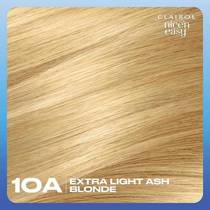 Clairol Nice'n Easy Permanent Hair Dye, 10A Extra Light Cool Blonde Hair Color, Pack of 3 - Packaging May Vary