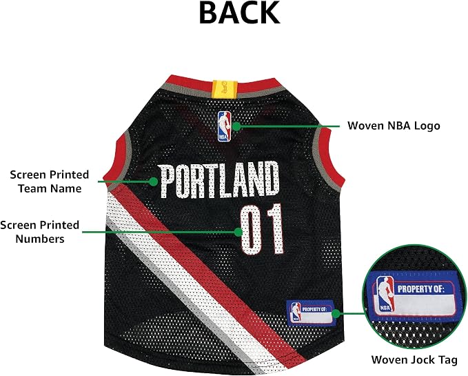 Pets First NBA Portland Trailblazers Dog Jersey, X-Small- Tank Top Basketball Pet Jersey