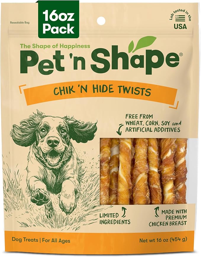 Pet 'n Shape Chik 'n Hide Twists – Chicken Wrapped Rawhide Natural Dog Treats, Small, 16 oz