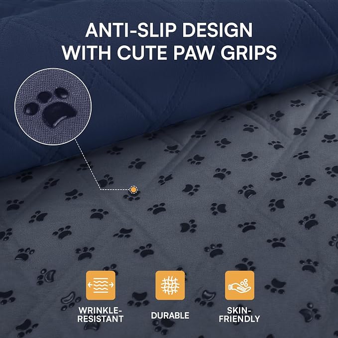 Luciphia Waterproof Couch Cover for Dogs, Non-Slip Pet Sofa Protector | Non-slip waterproof couch cover scratch-resistant machine washable protects sofa bed from spills fur, Navy Blue, 40" x 50"