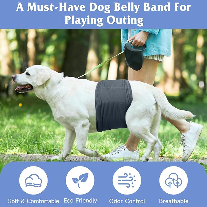 5 Pack Dog Diapers Male Reusable, Premium Belly Bands for Dogs, High Absorbing Male Dog Pee Wraps for Doggie in Incontinence or Excitable Urination and Training Black XS