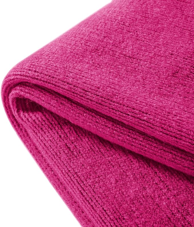 Homiest Dark Pink Knitted Throw Blanket with Fringe, 50x60 Inch | Pure Acrylic, Lightweight & Breathable, All-Season Use, Machine Washable, Wrinkle & Fade Resistant, for Couch Sofa And Bed
