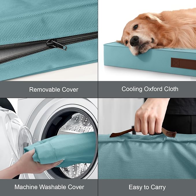 Waterproof Orthopedic Outdoor Dog Bed XL for Extra Large Dogs | Egg Crate Foam for Joint Support, TPU Waterproof Layer, Machine Washable 1680D Oxford Cover, 44 x 32 Inch, Up to 90 lbs