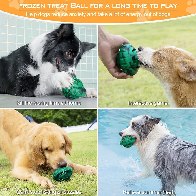 luckdoor Dog Toys to Keep Them Busy,Frozen Treat Dog Enrichment Toys,Slow Food Training to Relieve Boredom and Stimulating,Dog Puzzle Treat Food Dispensing Ball Toy for Small Medium Large Dogs
