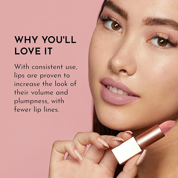 Lawless Women's Forget the Filler Lip-Plumping Line-Smoothing Satin Cream Lipstick, Little Lady Daisy, Pink, 0.1 Ounce