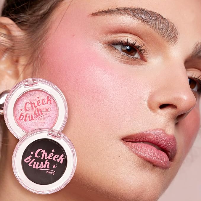 2 Pcs Gradient Blush for Cheeks - cream blush, Luxuriously Creamy & Blendable Color,Long-Lasting & Buildable Cheek Makeup in Crystal Clear Case for Natural Flush