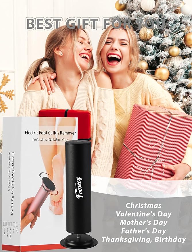 Dermave Foot Callus Remover, Professional Pedicure Tool for Feet with 60pcs Sandpaper Discs, Electric Callus Remover for Feet,Adjustable Speed Aluminum Foot File for Dead Skin, Black