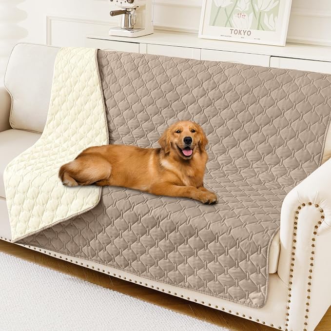 Smiry Waterproof Dog Bed Cover Blanket, Reversible Pet Blanket | Soft Reversible, Washable Leakproof Cats Dogs Couch Cover for Sofa, Couch, Furniture (68x82 Inch)