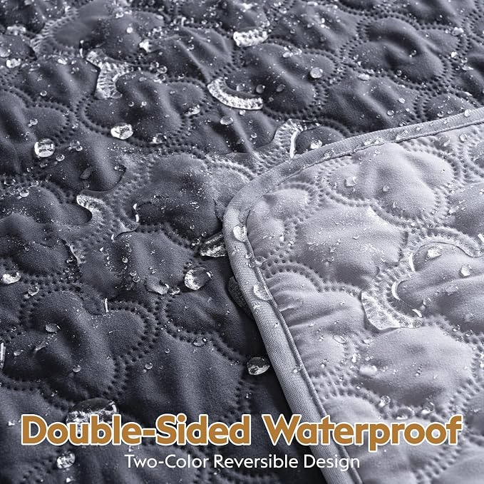 FunFurry Waterproof Dog Blanket, Couch Cover for Dogs Washable, Reversible Dog Bed Cover. (Dark＆Light Grey, 68 X 82 Inch - 1 Pack)