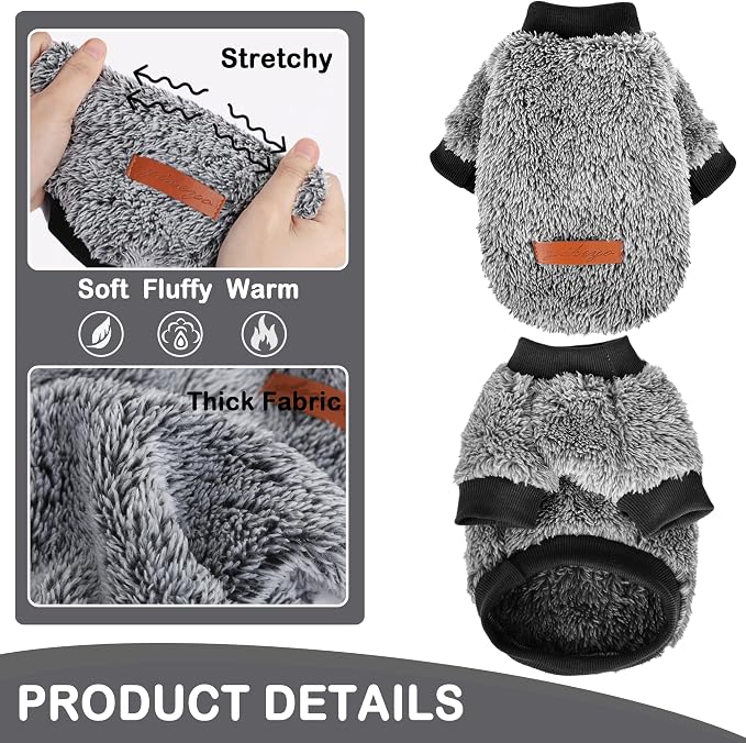 Dog Sweaters for Small Dogs Girl Male Dog, Sweater, Soft Fleece Pet Winter Clothes Boy Girl, Fuzzy Sweatshirts Flannel Jacket Puppy Coat(XXS, Black)