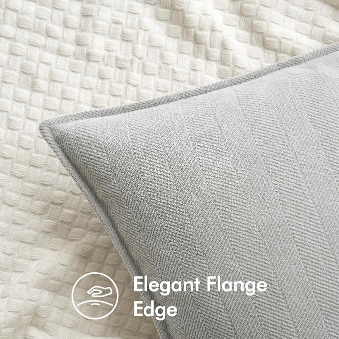 MIULEE Pack of 2 Light Grey Decorative Chenille Pillow Covers 20x20 Inch | Soft Couch Throw Pillows,Farmhouse Cushion Covers with Elegant Design for Sofa,Bedroom,Living Room,Spring Home Decor