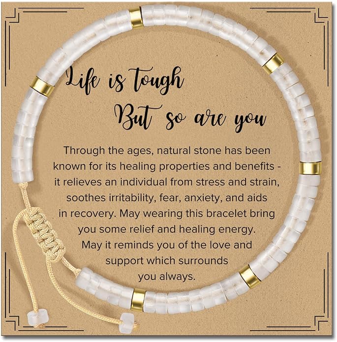 Inspirational Gifts Bracelets for Women: Valentines Mothers Day Birthday Gifts for Women Friends Sister Mom - Healing Natural Stone Beads Bracelets Thinking of you Get Well Soon Gift for Women