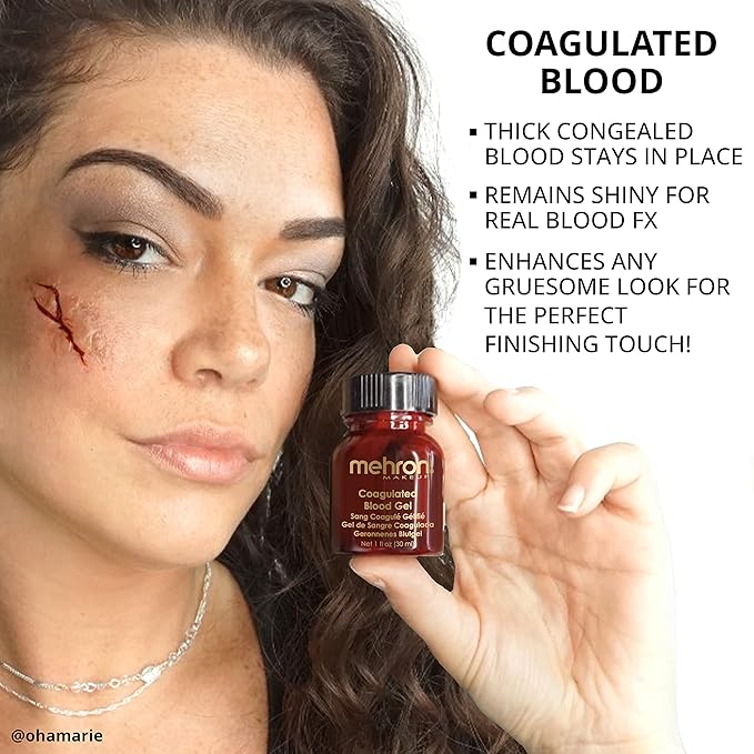 Mehron Makeup Coagulated Blood Gel | Fake Thick Blood Makeup | SFX for Halloween, Cosplay, and Special FX 1 oz (30g)