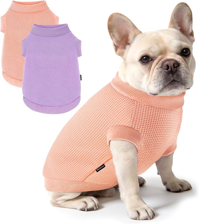 2 Pack Dog Shirt for Small Supplies Functional Waffle Dog Clothes Warm Soft Sweatshirt Outfit for Dogs Cats Pet Apparel