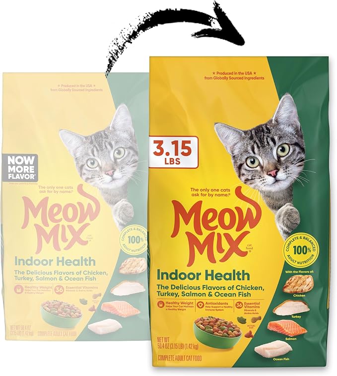 Meow Mix Indoor Health Dry Cat Food, 3.15 Pound Bag (Case of 4)