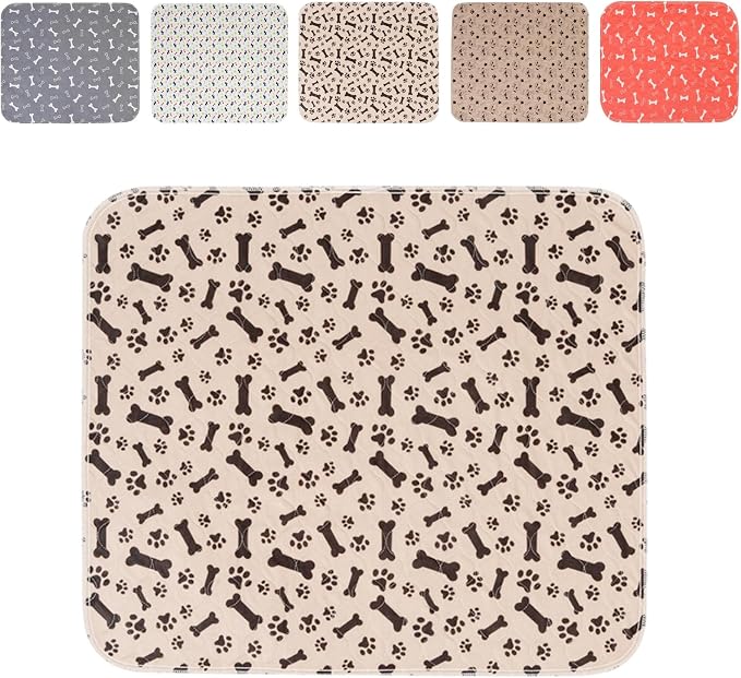Puppy Pee Pads with Pheromones,Forever Pad,Washable Pee Pads for Dogs,Reusable Dog Pee Pads,Waterproof and Leak-Proof,Non-Slip Base Training Pad Suitable for Home(Brown Bones,S:23.6*15.7in)