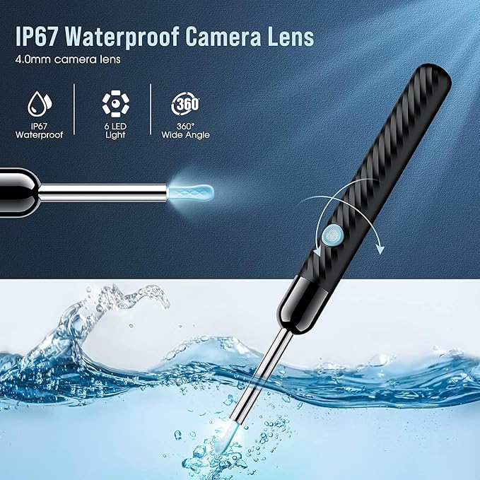 LEIPUT Ear Wax Removal - Earwax Remover Tool with 8 Pcs Ear Set - Ear Canal Cleaner with 1080P Camera - FSA HSA Eligible - Ear Cleaning Kit with 6 Ear Spoon - Ear Camera for iOS & Android (Black)