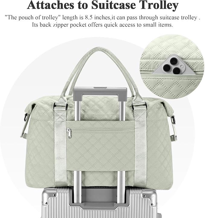 Travel Duffel Bag, Carry On Overnight Weekender Bags for Women | Travel Bag with Wet Pocket & Trolley Sleeve, For Spirit Airlines 18x14x8 Personal Item Bag