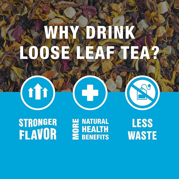 Tiesta Tea - Peach Party, Peach Hibiscus Herbal Tea, Premium Loose Leaf Tea Blend, Non-Caffeinated Fruit Tea, Make Hot or Iced & Up to 200 Cups, 16 oz Resealable Pouch