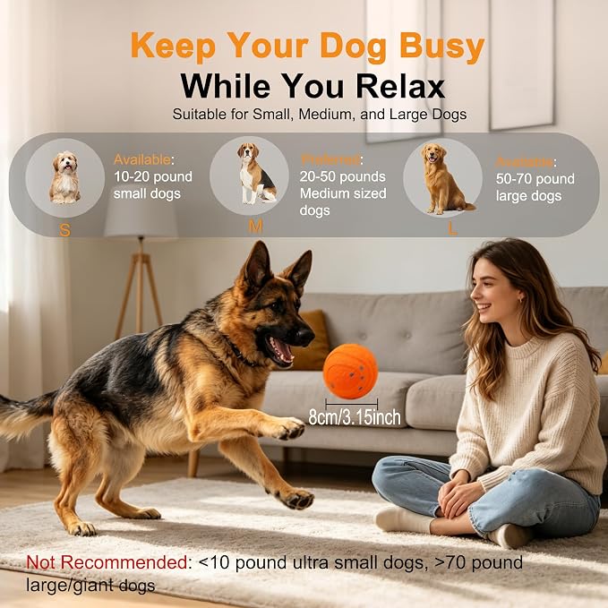 Automatic Interactive Dog Ball - Self Moving Toy for Medium / Large Dogs