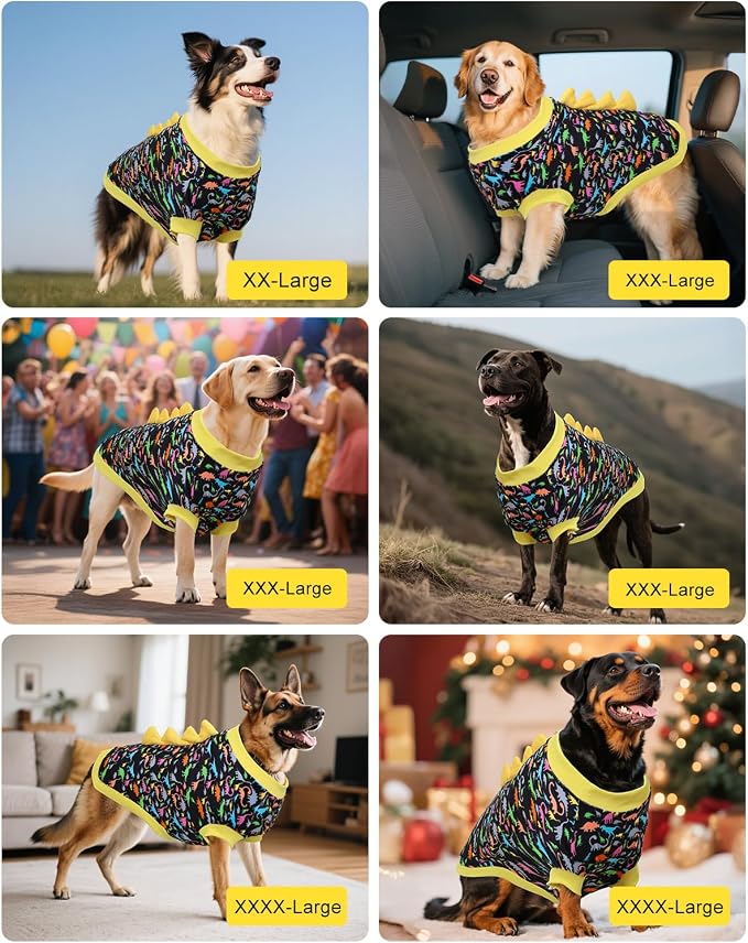 CuteBone Dinosaur Costume Dog Shirt, Stretchy Velvet T-Shirt Clothes for Medium Dogs, Soft & Breathable Pet Tee Outfit Frenchie Apparel for Daily Wear, Cozy Pullover Design Puppy Fashion COSBX01XXL