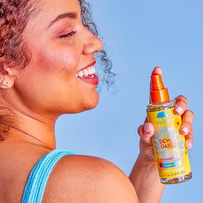 Tree Hut Dewy Daisy Hair & Body Mist, Hydrating & Alcohol-Free Body Spray, Fragrance with Velvety Florals & Fresh Green Notes, Alcohol-Free Formula, Versatile Body Spray, 6 Fl Oz.