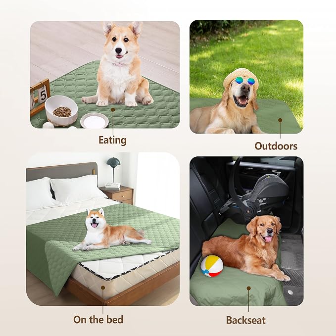 gogobunny Waterproof Blanket, Couch Covers for Dogs, Reversible Protector | 3X Stronger Leakproof, Scratch Proof Durable Furniture Protection, Stain Resistant, Washable, 30x70 Inch Dark/Light Green