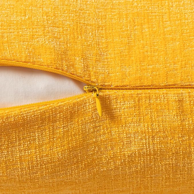 MIULEE Soft Chenille Throw Pillow Covers Goose Yellow 18x18 Inch Pack of 2 | Modern Home Decor, Classic Decorative Pillows, Solid Dyed Cases, Boho Couch Cushion Covers for Sofa Bed Living Room