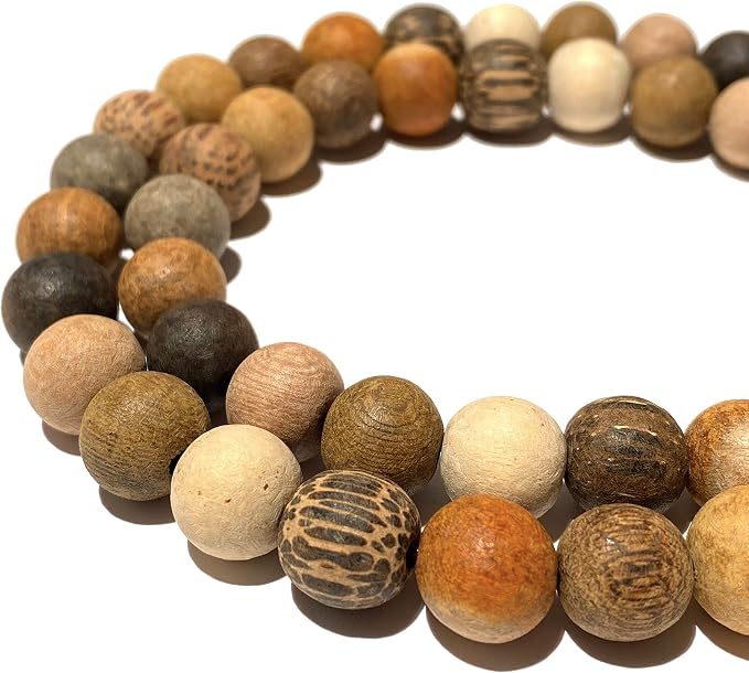 ABCGEMS Matte 10-Color Wood Beads - Essential-Oil-Diffuser (Not Mass-Produced, Not Compressed, Not Color-Enhanced) Smooth Round 6mm (Non-Shiny)