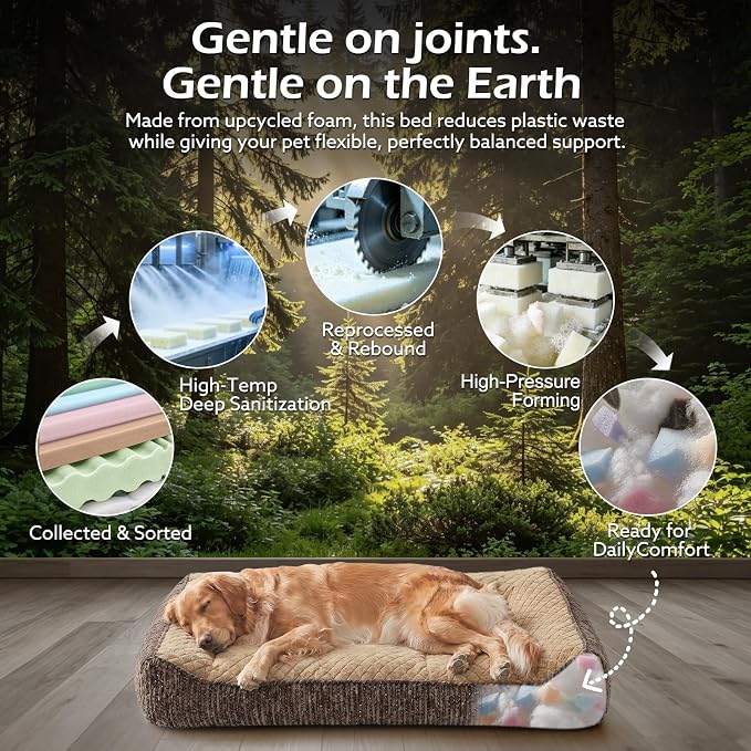 JOEJOY Extra Large Orthopedic Dog Beds Large Sized Dog, Extra Thick Supportive Big Dogs Bed with Sides and Waterproof Lining, Ultra Soft Pet Bed Sofa, Brown, 48''x35''