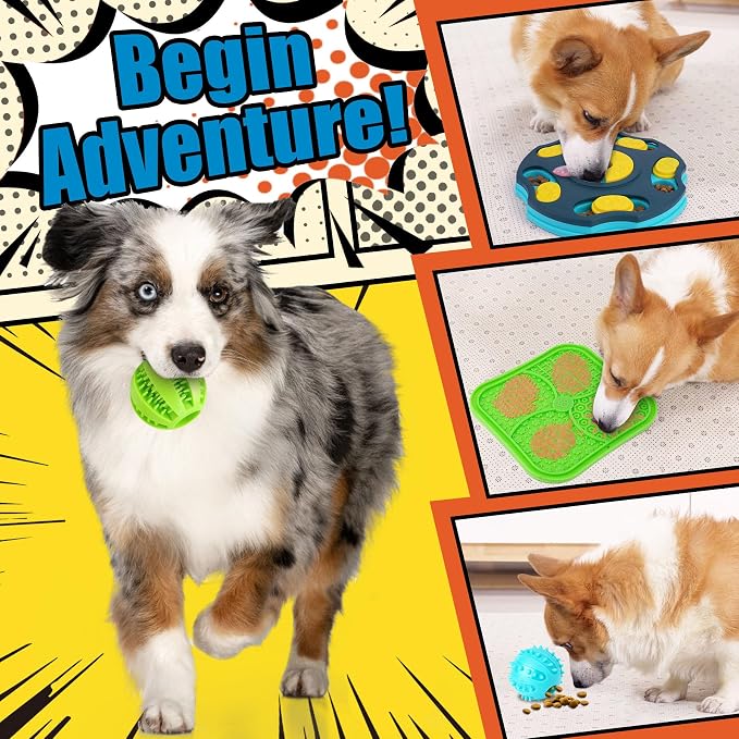 Forfon 9 Pack Dog Enrichment Toy Set with Puzzle Toy & Lick Mats | For Small & Medium Dogs,Multi-Level Challenge,Mental Stimulation,Slow Feeding Support,Interactive Play