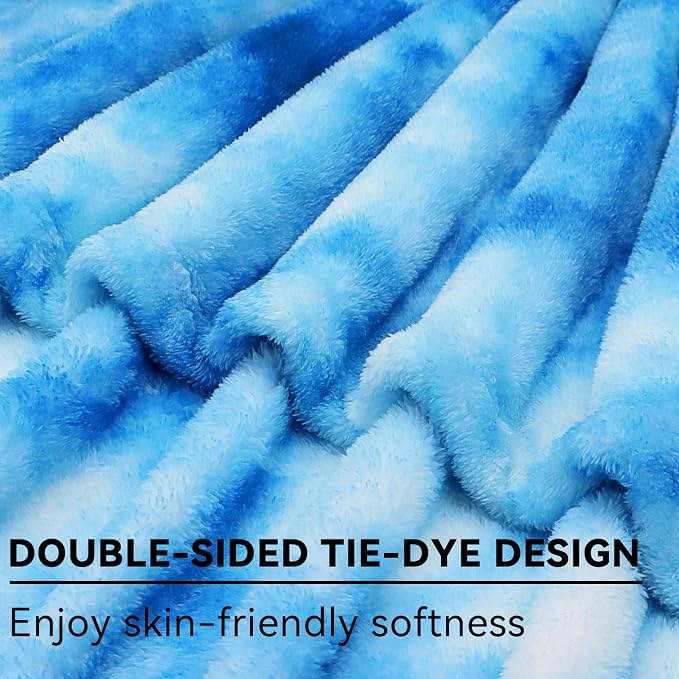 Blue Fleece Blanket, Soft Plush Microfiber Throw for Couch, Sofa, Bed, Luxury Cozy Warm Lightweight Blanket, Living Room Bedroom Home Decor, Travel Camping Gifts for Women and Men