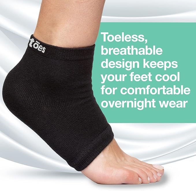 ZenToes Moisturizing Socks for Cracked Heel Treatment, Vitamin E, Olive Oil and Jojoba Oil Heel Socks, Stocking Stuffers for Women, Spa Self Care Gifts for Women (Cotton Black, Regular)