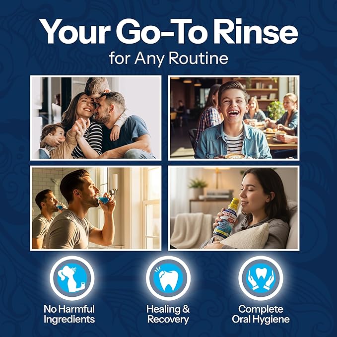 H2Ocean Healing Rinse Mouthwash - Great Tasting Sea Salt & Xylitol Mouth Wash for Fresh Breath & Dry Mouth & Tonsil Stones - Alcohol & Fluoride Free - Arctic Ocean Mint, 8oz (Pack of 2)