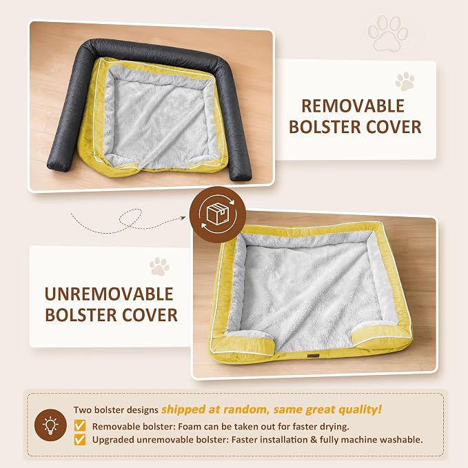 Comfort Expression Waterproof Orthopedic Dog Beds for Extra Large Dog | Supportive Egg Crate Foam XL Dog Bed with Removable Bolster, Dog Couch with Washable Cover & Non-Slip Bottom, 45x35 Inch