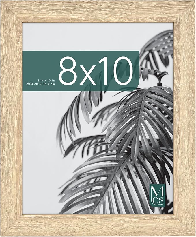 MCS Studio Gallery 8x10 Picture Frame Natural Woodgrain Engineered Wood, Vertical & Horizontal Wall Hanging & Easel for Tapletop Display, Rectangle Photo Frame for Photos, Posters & Art Prints (1-Pack)